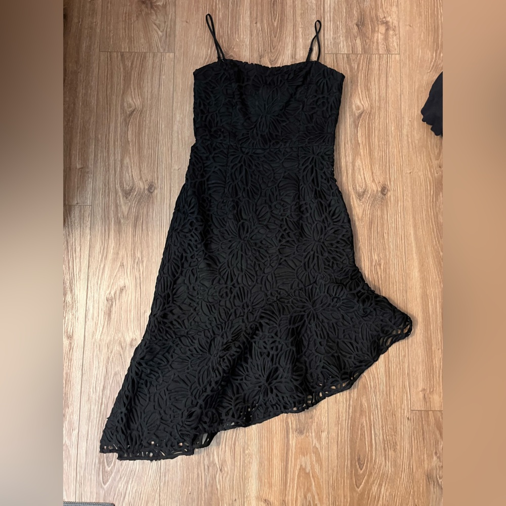 Milly Diara Black Lace Asymmetrical Dress